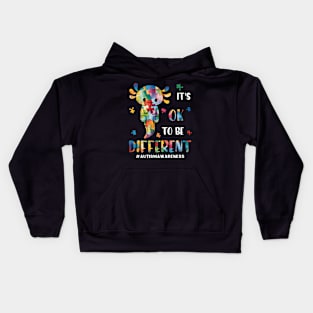 Autism Awareness Cute Axolotl It's Ok To Be Different Kids Hoodie